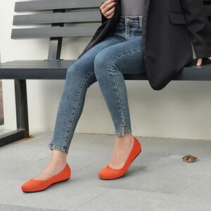 ATHMILE Women's Flat Ballet Shoes Knit Flat Shoes for Women Round Toe Slip on